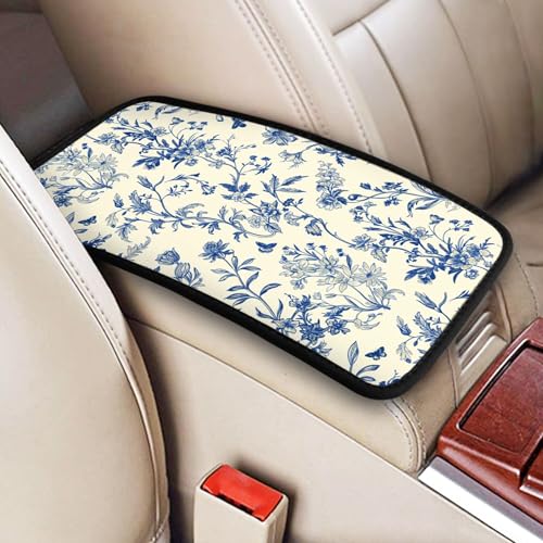 Floral Auto Center Console Cover – Soft Waterproof Car Armrest Box Pad, Universal Fit for Most Vehicles, SUVs, Trucks - color: Vintage French Country Floral