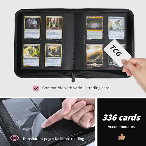 336 Card Binder, 4-Pocket Zipper Binder for Trading Cards, Side Loading Water-Resistant Album for MTG, TCG & Sports Cards (Pink) - color: Card Binder 4 Pocket Pink