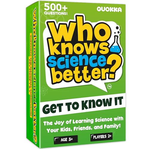 QUOKKA Board Games for Kids 8-12 – Family Games for Kids and Adults – Science Trivia Cards for Family Game Night – Who Knows Science Better – 500+ Questions – Fun Card Game for Families and Teens - color: 04. Science