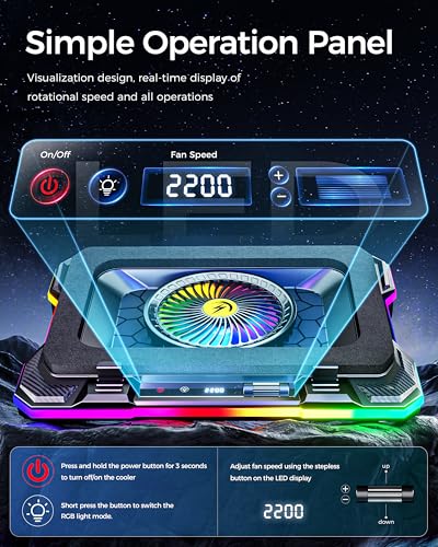 AICHESON Gaming Laptop Cooling Pad with Full RGB Lights, Powerful Cooler Fan Stand for 15-19 inch Gamer Laptops and PC Computers - color: 5V