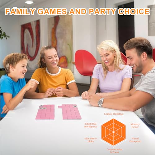 Vita Mahjong Game Set with Stickers, 65 Tiles DIY Plastic Mahjong Block Set, 2 Player Seaside Escape Push Tiles Game (Pink) - color: Pink