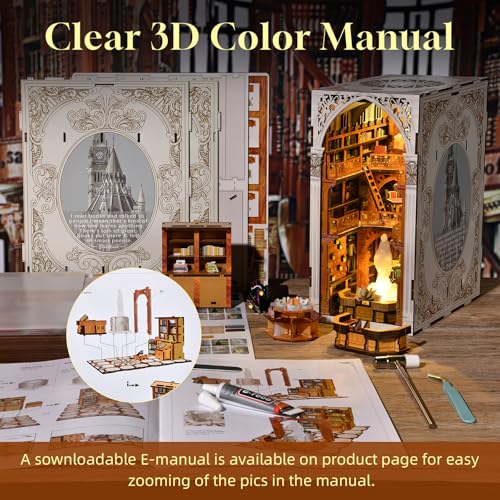 MiniCity Public Library DIY Book Nook Kit, Miniature House Puzzle with LED | Create a museum reading room for display; LED, dust cover, glue/tools and guide included; 604 pieces, 6-8 hr build, ages 14+. - style: Public Library