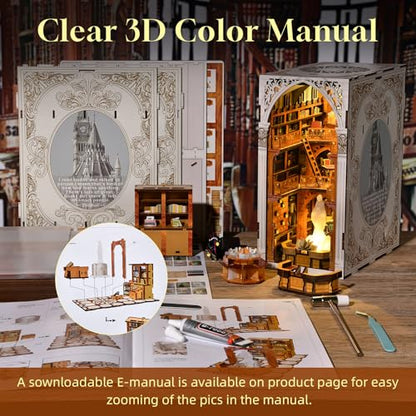 MiniCity Public Library DIY Book Nook Kit, Miniature House Puzzle with LED | Create a museum reading room for display; LED, dust cover, glue/tools and guide included; 604 pieces, 6-8 hr build, ages 14+. - style: Public Library