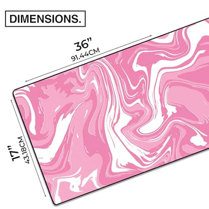 Pink Large Gaming Desk Pad, 36" x 17" Duraglyde Non-Slip Desk Mat | Strata, Durable Surface, Washable Fabric, Smooth Glide, Stable Grip, Keyboard and Mouse Pad for Everyday Use - color: Duraglyde Pink, size: 36L x 17W inches