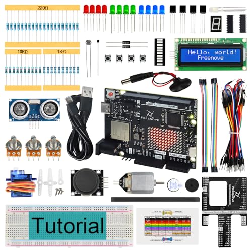 Freenove Super Starter Kit with Board V5 Rev4 WiFi (Compatible with Arduino IDE), Arm Cortex-M4 Microcontroller, Onboard ESP32-S3, 305-Page Detailed Tutorial, 172 Items, 60 Projects - color: with V5 (Rev4) WiFi