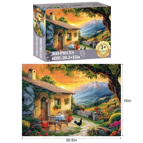 Jigsaw Puzzles 300 Pieces for Adults Village Puzzles Adults Kids Puzzles 300 Pieces Games Family Challenging Puzzle Gift Toy for Puzzle Enthusiasts Unique Brain Teaser 20.5x15IN - style: Village