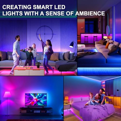 9.84ft Smart RGB LED TV Backlight Strip for 32-45 Inch TVs, Music Sync Bluetooth App & Remote Control, USB-Powered LED Lights for Bedroom, Gaming, Home Theater - size: 9.84ft