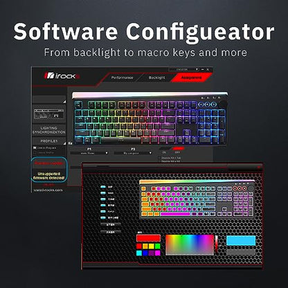 iRocks K71R Wireless RGB Mechanical Gaming Keyboard, Switches Brown,PBT 107 Keys NKRO,RGB Backlit,Pro Keyboard for Gaming and Work,Dual Interface Wireless & Wired, Windows Laptop PC Mac,Black - color: Black