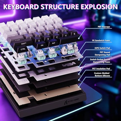 ATTACK SHARK M36 HE One-Handed Magnetic Switch Keyboard, 8000Hz Polling,Hot‑Swappable,High‑Precision 0.01mm, 36 Keys Rapid Fast Wired Keypad with RGB Backlit, C01 Ultra Led Aviator Cable-Moonlit Night - color: Moonlit Night