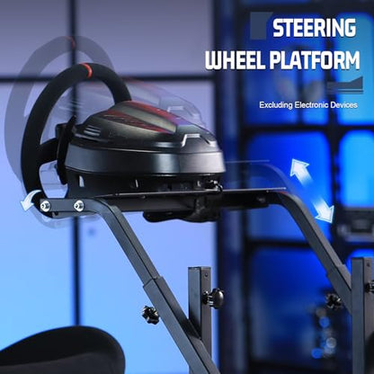Marada Racing Simulator Cockpit with Black Seat Fit for Fanatec,for PXN,for Thrustmaster,for Logitech G29 G27,Adjustable Stable Monitor Mounting Frame with Gear Shifter Mount,Pedal & Wheel Not Include