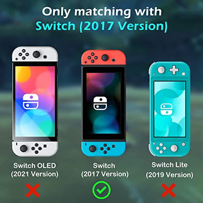 DLseego Blue Switch Case Set Carrying Case with 10 Slots Babyblue Protective Dockable Hard Shell with 4PCS Cute Cat Paw Thumb Grips Caps and 1PC Green Flower Blossom Chain for Switch 2017 Version - color: Blue, size: Switch 1 6.3inch