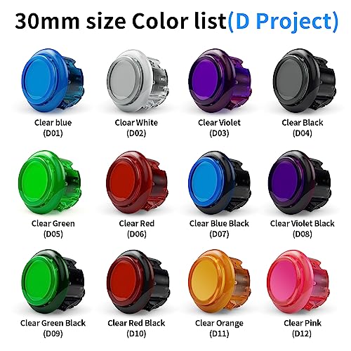 Qanba Gravity KS Mechanical Shafts Silent Pushbutton 30mm Snap-in (Boxed (Clear White D02(8 pcs) - color: Clear White D02(8 pcs）