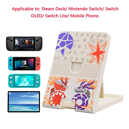 Busjoy Stand for Nintendo Switch, Steam Deck, Switch OLED, Switch Lite, Cute Game Theme Angle Adjustable Holder, Portable Foldable Non-Slip Bracket-White - color: White