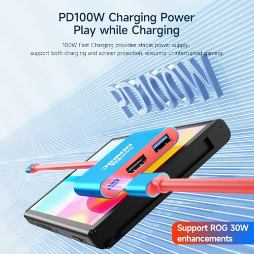 JEMDO Portable Dock Adapter for Switch, Travel Docking Station for TV with 4K HD HDMI Output & PD Fast Charging & USB 3.0 Compatible with Switch/OLED, Steam Deck, MacBook Pro/Air, ROG Ally