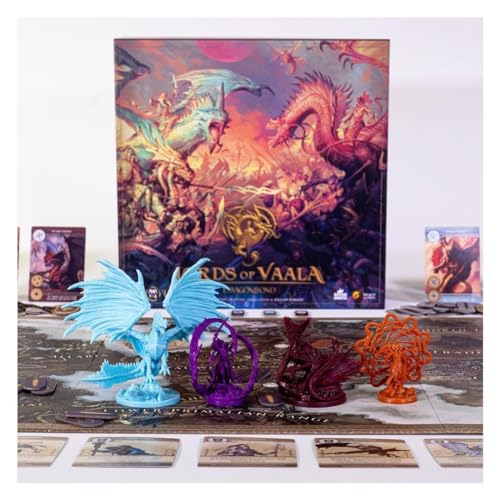 Draco Studios Dragonbond: Lords of Vaala – 2 Player Fantasy Board Games for Adults, Dragon Game for Kids, 2 Player Strategy Board Games for Adults, RPG Cooperative Conquest, 1-4 Players, Age 14+ | Asymmetric Board Game, ~60 Minute, With 4 Miniatures, Card