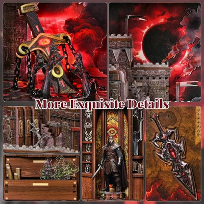 MiniCity Sword of Fire Book Nook Kit, 3D Wooden Bookshelf Puzzle with LED | 255-piece book-style DIY kit with LED and dust cover; glue/tools and guide included; 4-6 hr build for shelf decor, ages 14+. - style: The Sword of Fire