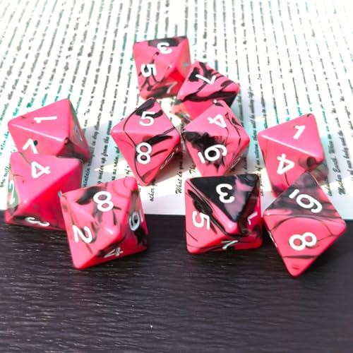 10 PCS D8 8 Sided Dice Set, Polyhedral Number Game Dice for DND RPG MTG Board Game Party Tabletop Accessories (Black+Red) - color: Black+red