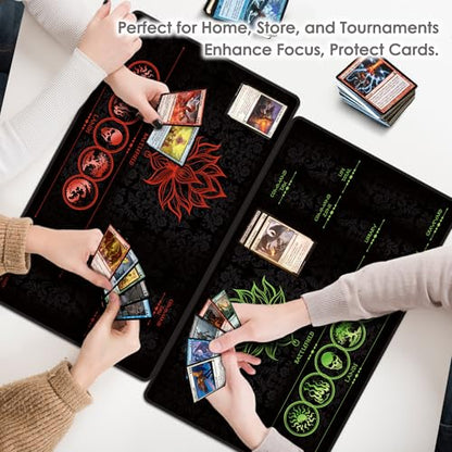 MTG Playmat 5 Pack with Zones – Lotus Sketch Collection, 24x14 Card Game Mat for Magic The Gathering, Stitched Edge, Non-Slip Rubber Base, 5 Prismatic Playmat Tubes – Lotus Sketch 5-Pack - color: Lotus Sketch 5-pack