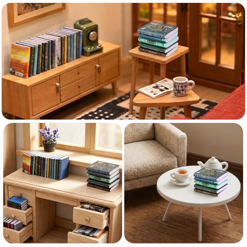 200pcs Mini Books Miniatures Dollhouse Books for Anxiety Bookshelf Library | Tiny Plastic Books for Dollhouse Decor Accessories DIY Crafting Bookshelf Fillers - style: 200pcs Mini Books