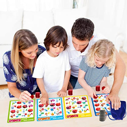 SpriteGru Alphabet Bingo Game, Uppercase/Lowercase/Number Bingo Game ABC and 123 Bingo Board Game for Kindergarten and Preschool Kids 4-8, Perfect for Classroom & At Home - style: ABC & 123 Bingo Game
