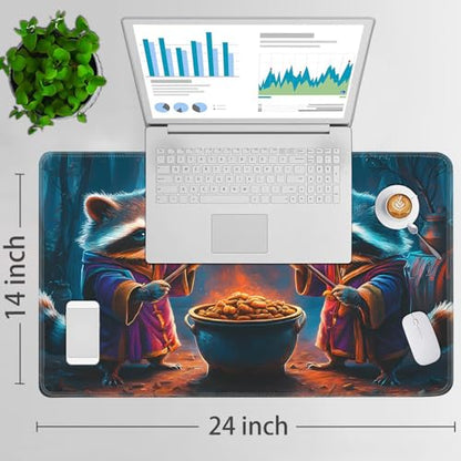 for MTG Game Playmat - 24 x 14 inches with Dices and Storage Bags, Non-Slip Base for TCG and Board Game Card Mats, Trading Card Games Mat, Raccoon Wizards Pattern Collectible Card Playmats - color: Jv-playmat-p7-1-h214