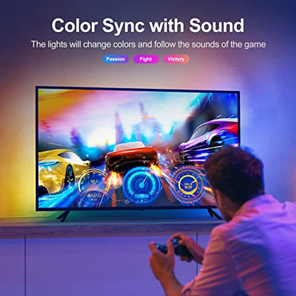 9.84ft Smart RGB LED TV Backlight Strip for 32-45 Inch TVs, Music Sync Bluetooth App & Remote Control, USB-Powered LED Lights for Bedroom, Gaming, Home Theater - size: 9.84ft