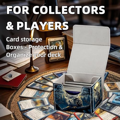 Trading Card Storage Box, Holds 100+ for MTG Cards, Premium PU Leather with Magnetic Closure, Owl Under Moonlit Sky Durable Deck Box for Magic the Gathering, Trading Card Games - color: Owl Under Moonlit Sky