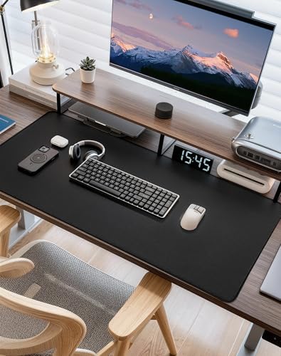 Reniteco Large Office & Gaming Mouse Pad, 31.5" x 11.8" Desk Mat, Black | Anti-Fray Stitched Edges, Premium Textured Surface, Non-Slip Rubber Base, Water and Stain Resistant Protection - color: Black, size: 31.5''x 11.8''x0.12"