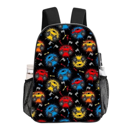 Clear Transparent Beach Backpack Waterproof Sand Water Resistant | Heavy Duty, Blue Orange Monster Trucks, See Through Daypack - color: Pattern (324)