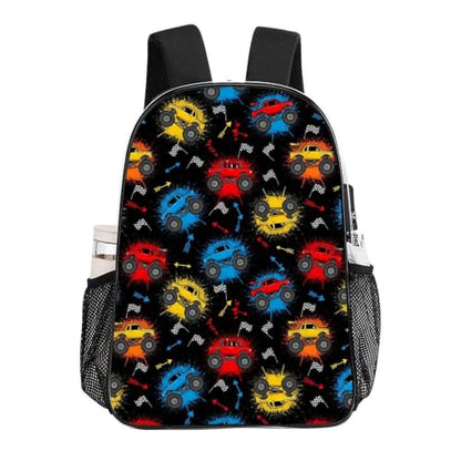 Clear Transparent Beach Backpack Waterproof Sand Water Resistant | Heavy Duty, Blue Orange Monster Trucks, See Through Daypack - color: Pattern (324)