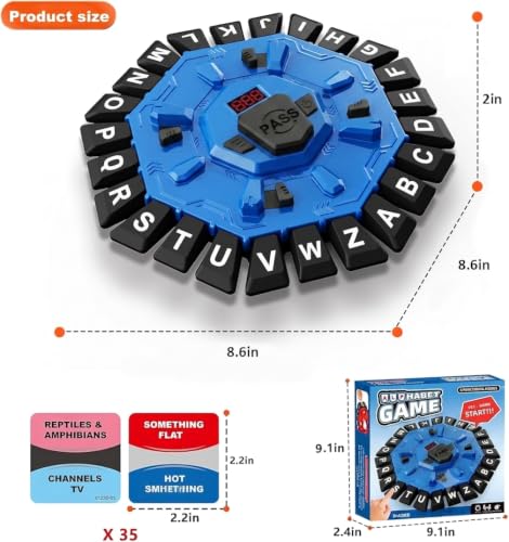 Word Game Family Board Games with Display Timer and 2 Modes, The Fast-Paced 24 Letters Pressing Games, Learning Word Game for Kids & Adults, 2-8 Players, 15-20 Minute Play Time (Blue and Black) - color: Blue and Black