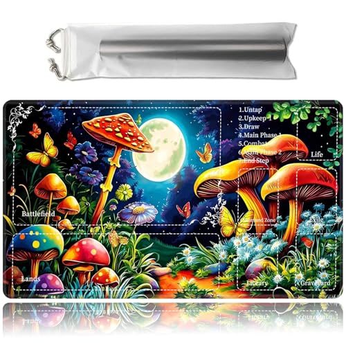 MTG Playmat with Play Zones & Storage Bag | 24 x 14 Inch Non Slip Rubber Game Mat for TCG Board Games,Dual Use Smooth Mouse Pad-Cute Frog - color: Cute Frog, size: With Zones