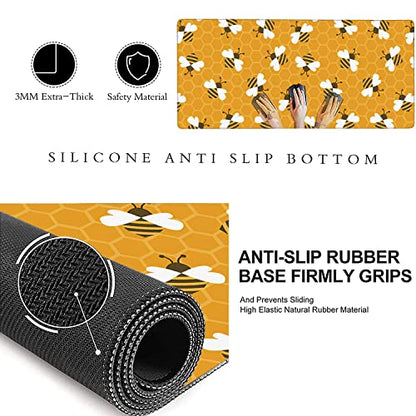 Bee with Honey Extended Gaming Mouse Pad Large Desk Mat with Non-Slip Rubber Base and Stitched Edges,Keyboard Mouse Mat Desk Pad for Work,Game,Office,Home 35.4 * 15.7 Inch - color: Bee With Honey