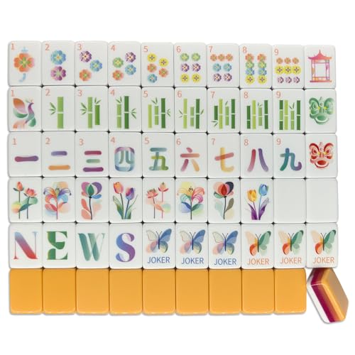 American Mahjong Gradient Design Set 1.2-inch 160 Acrylic High-Grade Four Layer Orange Mah-Jongg Tiles - color: Orange