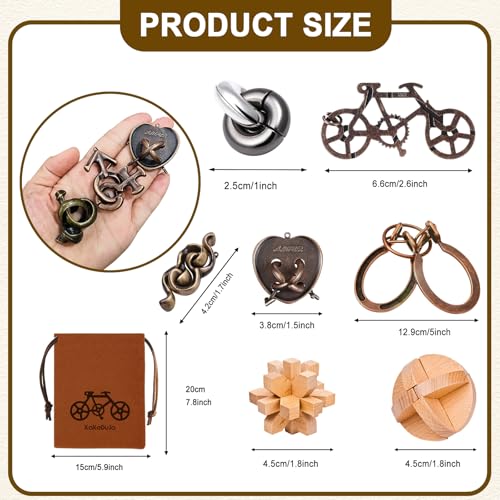 32 Pcs Brain Teaser Puzzles Set for Adults Kids – Wooden & Metal 3D IQ Game, Challenging Disentanglement Logic Puzzles, Family Party Favor Portable Travel Pouch Set - style: 32PCS Metal+Wood Puzzles