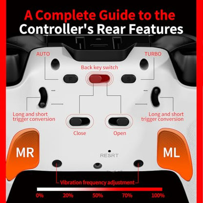 Wireless Controller for PS5, Compatible with PlayStation 5 /PS5 Pro/Slim/PC, with Hall Effect Joysticks, Back Paddles & Macro, Bluetooth 5.0, Turbo, Dual Vibration, 6-Axis Gyro, RGB Ring, 1000mAh, 3.5mm Audio Jack, PS5 Pro Controller Gamepad with Speaker