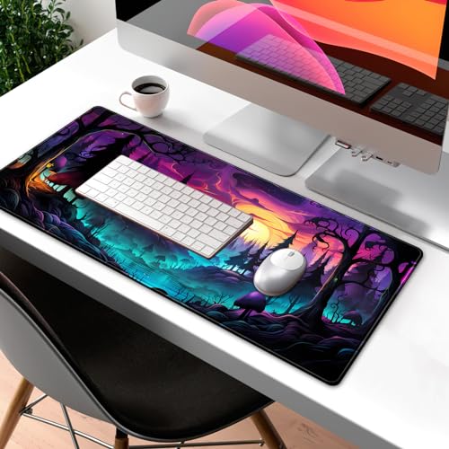 Mystic Forest Desk Mat Purple Cute Large Mouse Pad Extended Gaming Mousepad XL Big Aesthetic Desk Pad Cool Anime Keyboard Mat Laptop Desktop Mouse Mat 31.5''X11.8'' - color: Mystic Forest