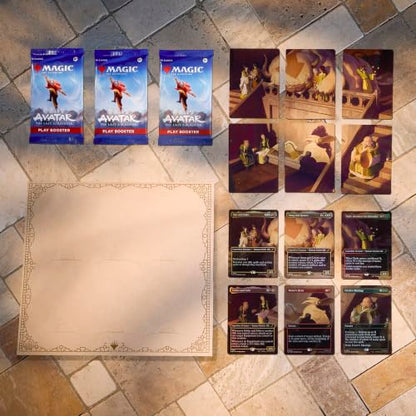 Magic: The Gathering | Avatar: The Last Airbender Scene Box 2 - Tea Time at the Jasmine Dragon | 6 Foil Borderless Scene Cards, 6 Art Cards, 3 Play Boosters + Display Easel