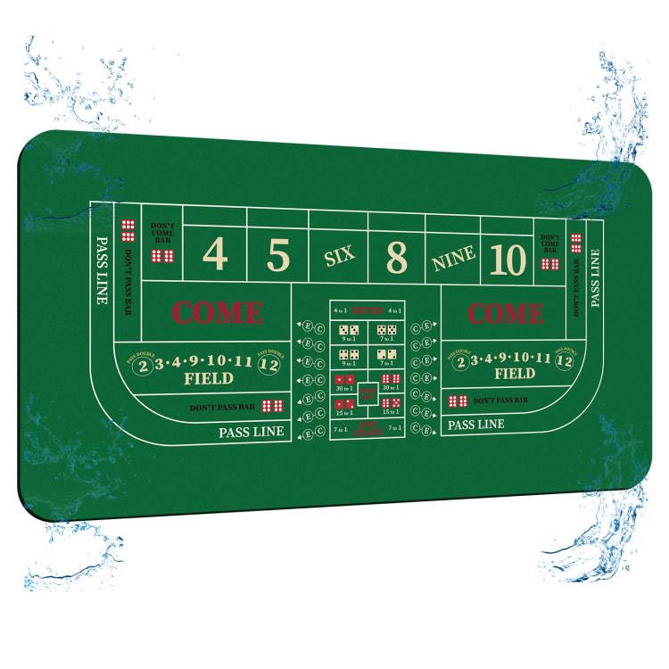 70 x 35 Inch Poker Mat for Table, Texas Hold'em Poker Table Top Mat with Carrying Bag, Waterproof Anti-Slip Rubber Blackjack Mat for Home Game Nights Up to 8 Players - color: Green-craps