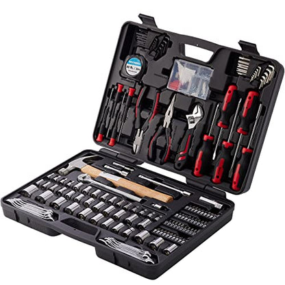 245-Piece Mechanics Tool Set and Socket Wrench Kit | Comprehensive home and auto repair hand tools with ratchet, wrench, pliers, screwdrivers and hammer. Essential house DIY kit - style: 245 Piece