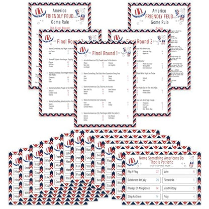 UHADRE 4th of July Family Feud, Independence Day Party Game, 4th of July Game Night Family Activity, American Themed Trivia Quiz, Independence Day Party Supplies DLRSC01
