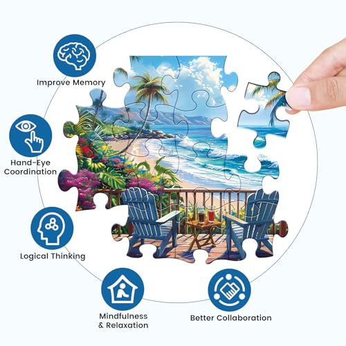 Jigsaw Puzzles for Adults 500 Pieces, Interlock Perfectly Letter on Back No Dust, Home Decor Birthday Party Gift Toy for Men Women Elders Seniors, 1:1 Poster Educational Toys & Games | 20.5 x 15 in - style: Beach Puzzle
