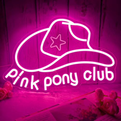 Pink Pony Neon Sign Western Cowgirl Neon Lights for Wall Decor Dimmable Neon Lights Midwest Princess Led Signs For Bedroom Wall Girl Cave Club Bar Pub Gift - color: Pink