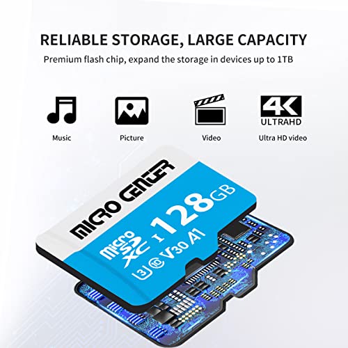 INLAND Premium 128GB microSDXC Card, Nintendo-Switch Compatible Micro SD Card, UHS-I C10 U3 V30 4K UHD Video A1 Flash Memory Card with Adapter (128GB) for Tablet - size: U3 A1 - 128GB