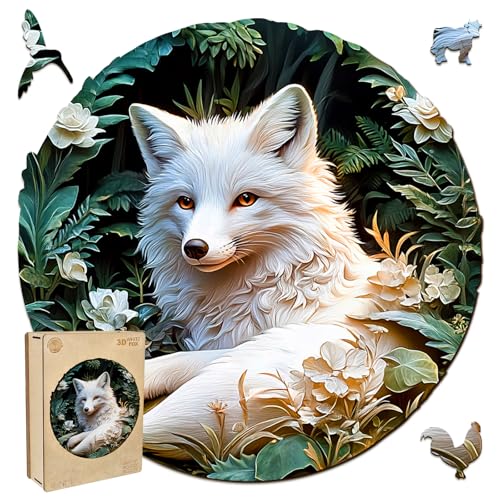 Wooden Puzzle for Adults - Unique Shape Fox Wooden Jigsaw Puzzle, Wood Puzzles, Challenge Puzzle for Adults 11.4x11.4 in 200 Pieces