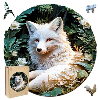 Wooden Puzzle for Adults - Unique Shape Fox Wooden Jigsaw Puzzle, Wood Puzzles, Challenge Puzzle for Adults 11.4x11.4 in 200 Pieces