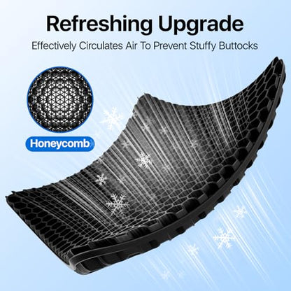 Gel Seat Cushion, Cooling Honeycomb Design for Office Chair Car Wheelchair | Cool & Breathable, Soft & Comfortable - color: Black