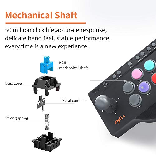 PXN Arcade Fight Stick, Fighting Game Joystick for PS4, PS3, Xbox One, Nintendo Switch and Windows PC - 7.2 ft USB Cable
