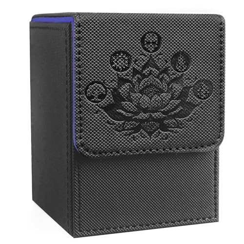PROMAXIBINDER MTG Commander Deck Box, Fits 100+ Single Sleeved Cards, Strong Magnet Magic Gathering Deck Box, PU Leather Trading Card Storage Box for TCG, CCG, MTG Cards (Black) - color: B-Black, size: 100+