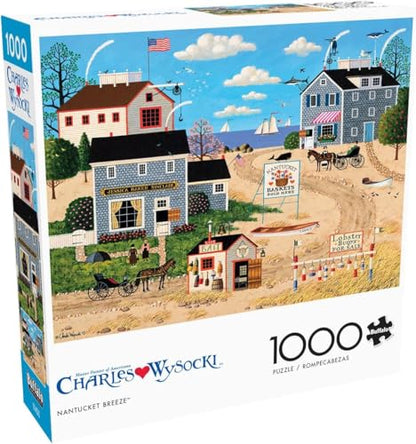 Buffalo Games - Charles Wysocki Nantucket - 1000 Piece Puzzle for Adults | Precision-Cut Pieces for Smooth Assembly, Full-Size Poster, Made in USA, Minimal Dust, Adult Jigsaw Puzzles 1000 Pieces